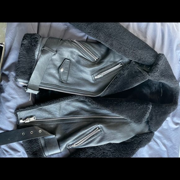 All Saints Shearling Moto Jacket - Picture 1 of 5